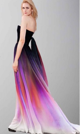Sunset Long Purple Ombre Cape Prom Dresses