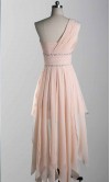 Blush Pink One Shoulder High Low Prom Dresses