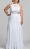 High Illusion Long White Plus Size Bridesmaid Dress KSP424