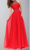 Long Red Prom Dresses with Jeweled High Neck KSP427