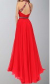 Long Red Prom Dresses with Jeweled High Neck