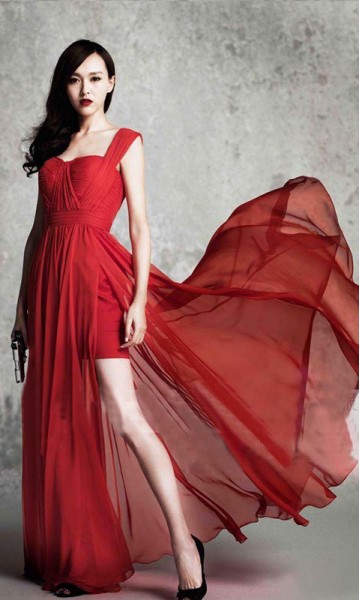 Long Red Prom Dresses With Tank Straps