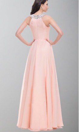 Long Halter Pink Prom Dresses