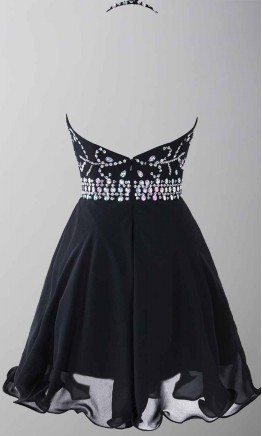 Short Blue Prom Dresses with Jeweled Halter Neckline