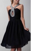 Keyhole Sequin Halter Short Black Grade Dresses KSP441