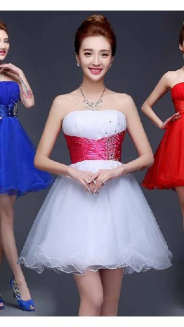 Corset Strapless Short Ball Dresses Lace Up Back KSP442
