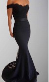 Black Applique Off Shoulder Long Bridesmaid Dresses KSP444
