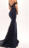 Black Lace Off Shoulder Long Bridesmaid Dresses