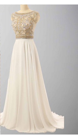 Delicate Prom Dresses Long with Jeweled Sheer Top KSP449