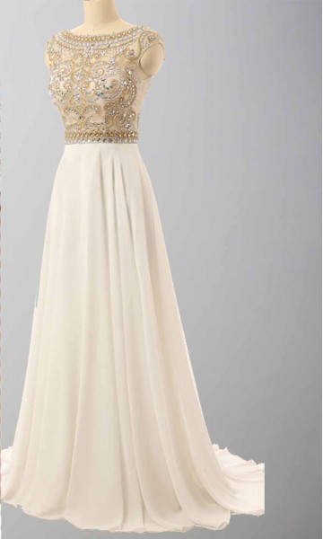 Prom Dresses Long with Jeweled Sheer Top