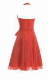 Orangered Halter Short Bridesmaid Dresses with Bowknot KSP458
