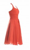 Orangered Halter Short Bridesmaid Dresses with Bowknot KSP458