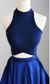 Halter Blue Colors Two Pieces Prom Dresses Long KSP462