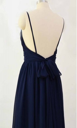 Spaghetti Straps Jam Simple Long Prom Dresses Bowknot Back