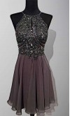 Jeweled Haler Sparkly Short Backless Junior Prom Dresses KSP469