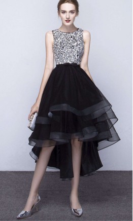 Sparkly High Low Tiered Layer Grade Prom Dresses