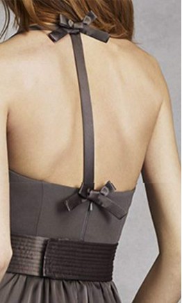 V-neck Halter Slit Bridesmaid Dresses with Pocket KSP489
