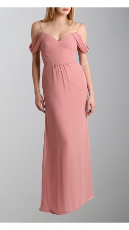 Spaghetti Straps Long V-neck Bridesmaid Dresses KSP490