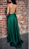 Appliqued Long Illusion V-neck Prom Dresses