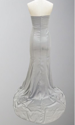 Light Grey Satin Mermaid Evening Prom Dresses