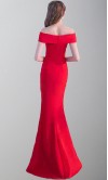 Slash Binding Collar Red Prom Dresses with Side Slit Long