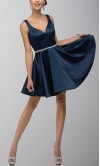 Short Blue Satin Prom Dresses with Tank Straps KSP501