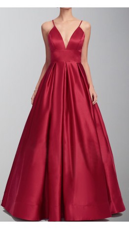 Plunge V-neck Spaghetti Straps Prom Gowns KSP504