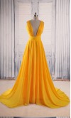 Yellow Prom Dresses Plunge Neck and Cross Straps Back KSP507