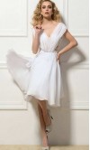 V-neck Short White Lace and Chiffon Graduation Dresses KSP508