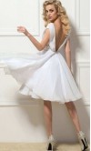 V-neck Short White Lace and Chiffon Graduation Dresses KSP508