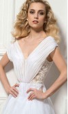 V-neck Short White Lace and Chiffon Graduation Dresses KSP508