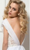 V-neck Short White Lace and Chiffon Graduation Dresses KSP508