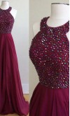 Grey Halter Beaded Girls Prom Dresses Long Y Shape Back 