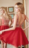 Patterned Embellished Short Prom Dresses