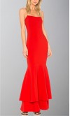 Long Red Trumpet Layered Prom Dresses Spaghetti Strap KSP517
