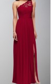 Lace Mesh One Shoulder Long Bridesmaid Dresses KSP519