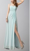 Long Light Blue One Shoulder Sequin Prom Dresses Slit KSP520