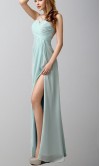 Long Light Blue One Shoulder Sequin Prom Dresses Slit KSP520