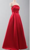 Strapless Bowknot Red Prom Ball Gown Lace Up Back