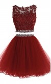 Rhinestone Applique Illusion Lace Two Pieces LRD KSP529