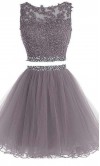 Beaded Short Two Pieces Prom Dresses