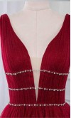 Plunging Glitter Long Red Gown Dress with Tank Straps