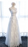 Beautiful Long Grey Prom Dresses Features Appliques KSP534