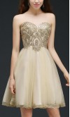 Embroidery Applique Rhinestone Short Tulle Prom Dresses KSP535