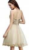 Embellished Golden Short Tulle Prom Dresses