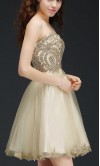 Embellished Golden Short Tulle Prom Dresses