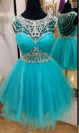 Extravagant Short Prom Dresses with Patterned Rhinestones 