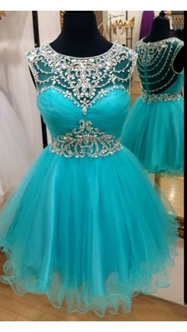 Extravagant Short Prom Dresses with Patterned Rhinestones KSP536