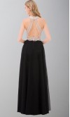 Crystal Long Black Halter Straps Prom Dresses