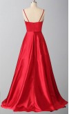 Long Red Satin Prom Dresses With Spaghetti Straps